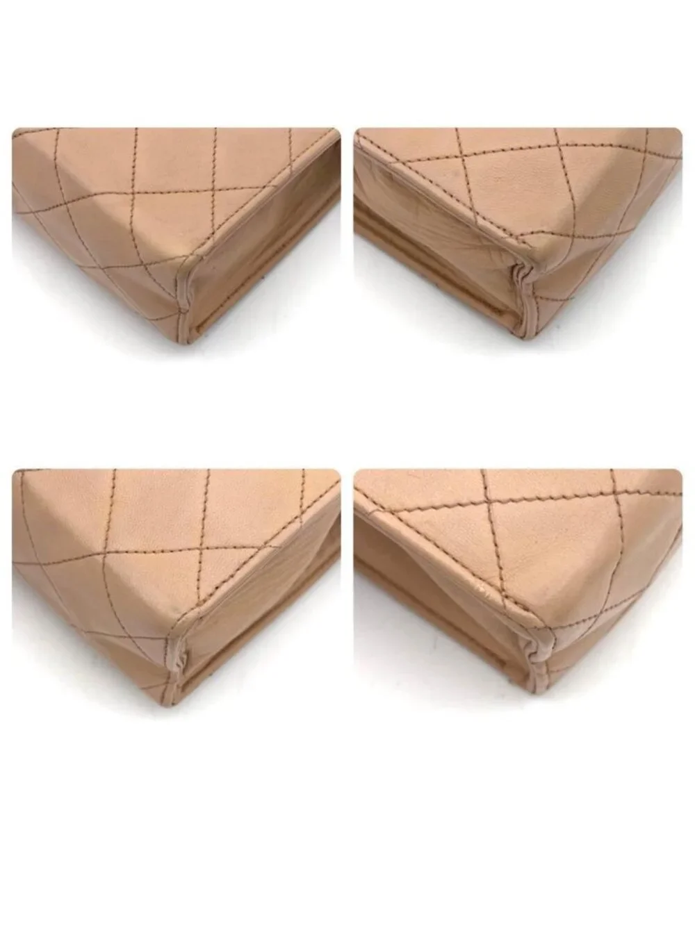 Chanel Quilted Jumbo CC Logo Flap Chain Shoulder Bag Beige